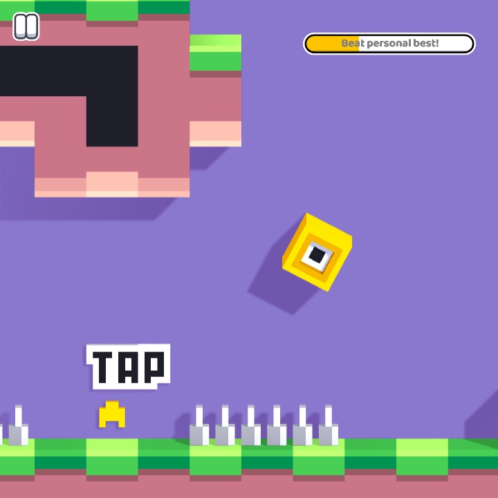 Tap the screen to navigate the square block in Endless Dash.