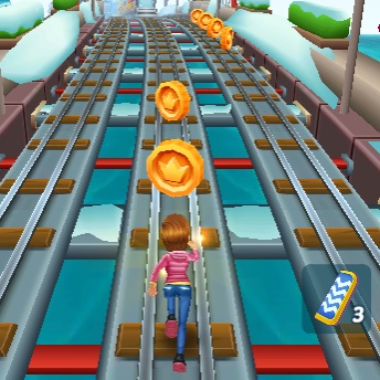 Collect the gold coins in Subway Surfers Lucy